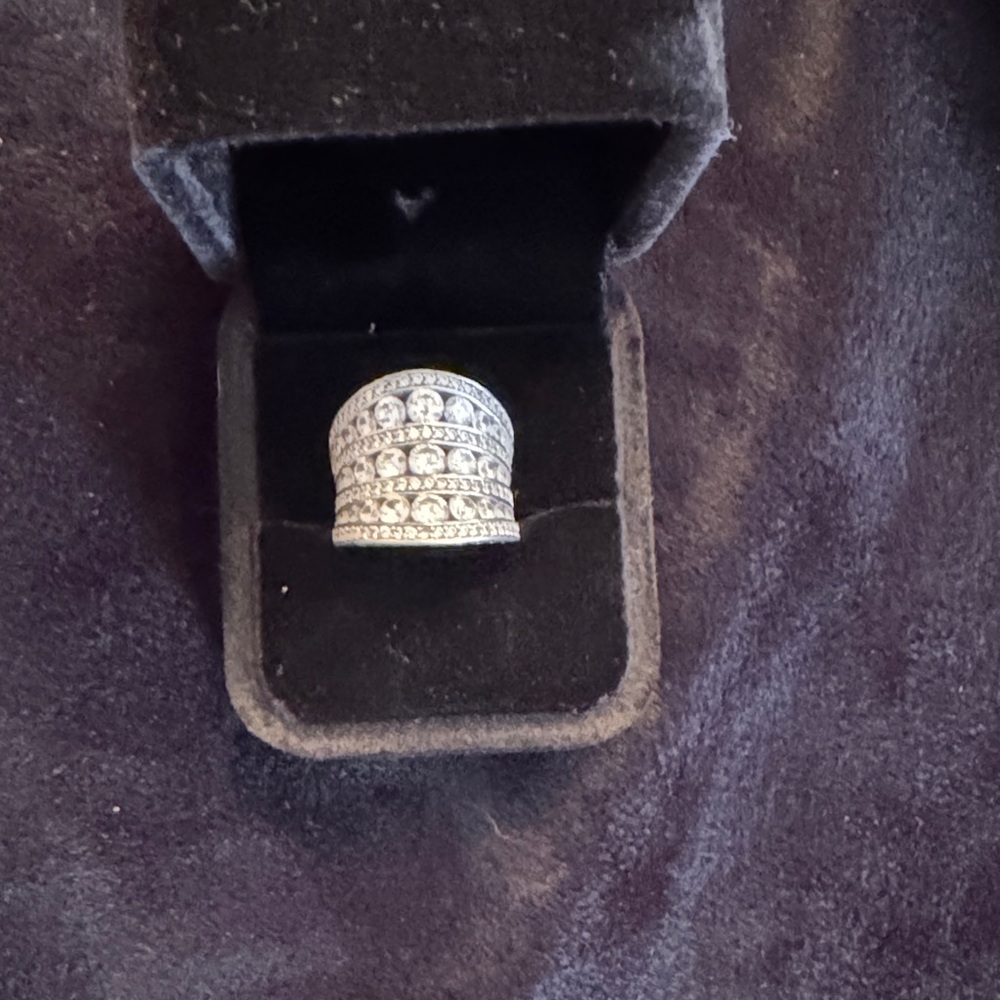 Mexican Sterling Silver MEX 925 Clear Stone Statement Ring  Size 6